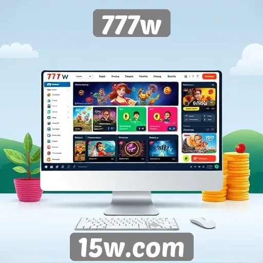 Interface do usuário do site 777w em foco